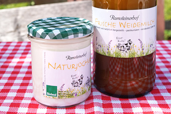 Naturjoghurt und frische Weidemilch