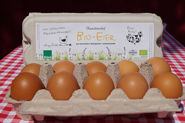 Bio-Eier von glücklichen Hühnern